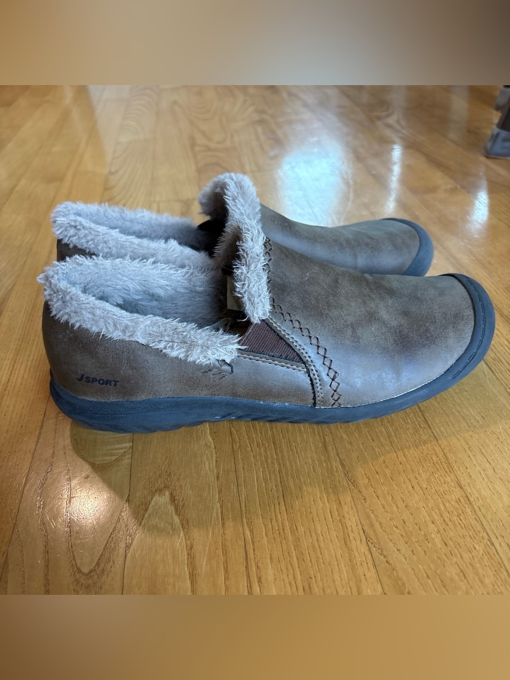 Jambu JSport Willa Slip-On Shoes brown Faux Fur Lined Warm Winter Womens Sz 10M